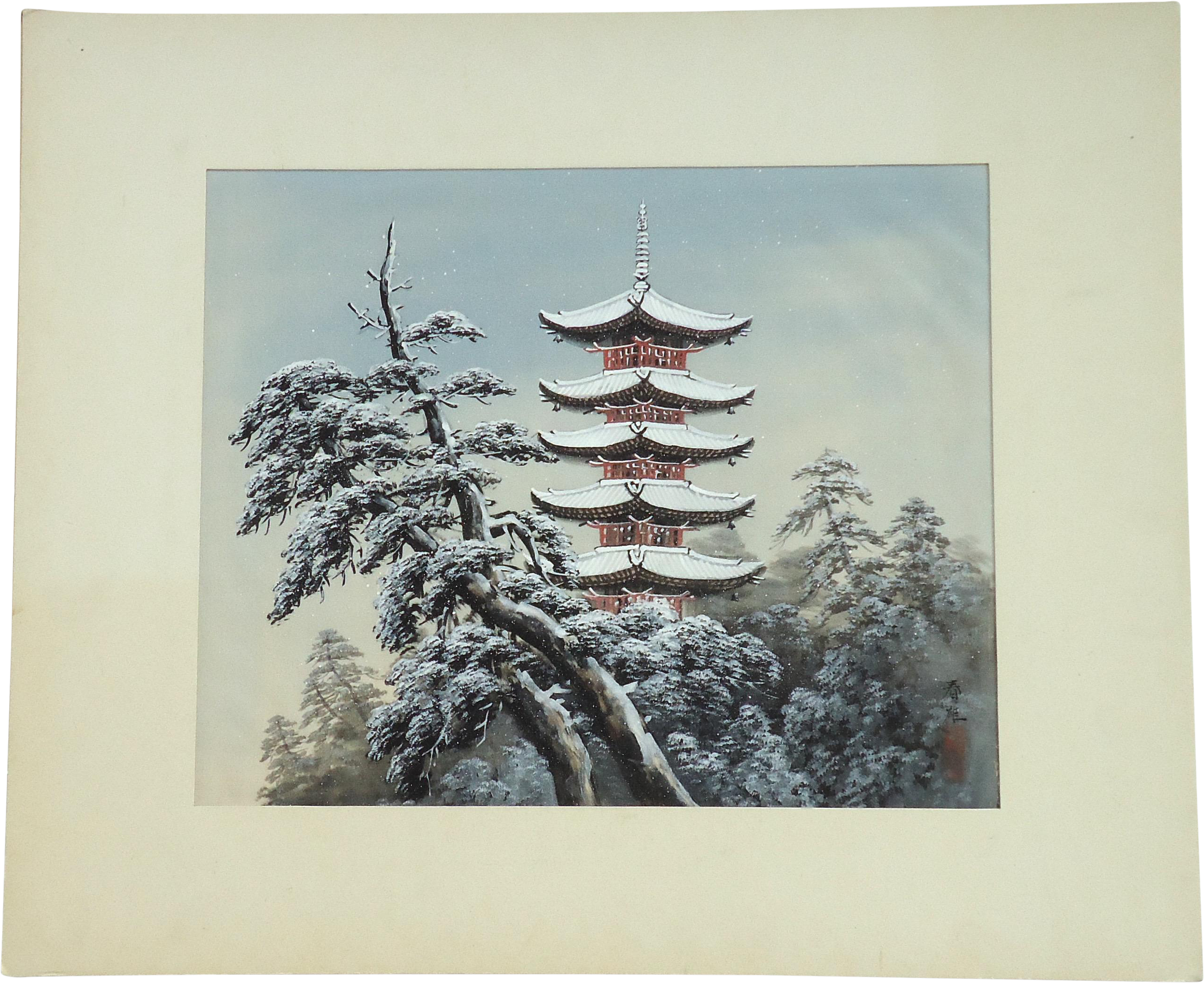 Image Library Library Pagoda Drawing Watercolor (2847x2324), Png Download