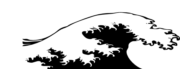 Waves Clipart Black And White - Free Clip Art Wave (600x230), Png Download