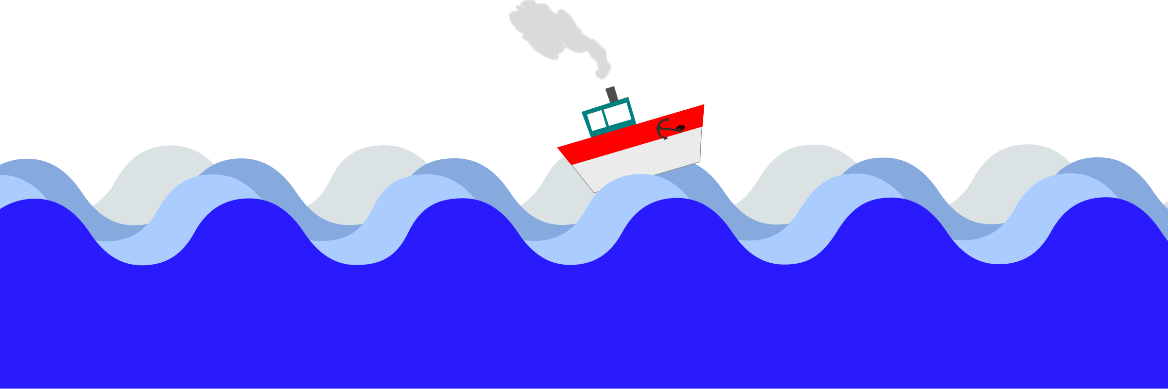 Water Waves Clipart At Getdrawings - Sea Art Clip (2400x801), Png Download