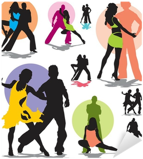 Set Vector Dance Couple Silhouettes Sticker • Pixers® - Latino Baile Silueta (400x400), Png Download