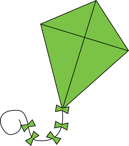 Green Clip Art Image - Green Kite Clipart (440x500), Png Download