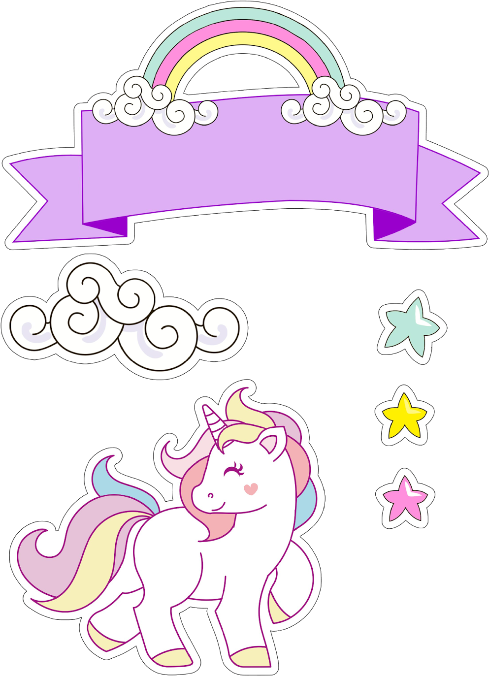 Unicorn Printables, Free Printables, Cake Toppers, - Topo De Bolo Unicornio Para Imprimir (1095x1600), Png Download