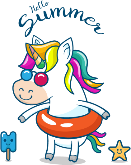Lindo Unicornio Con Flotador - Flotador Dibujo Unicornio (640x640), Png Download