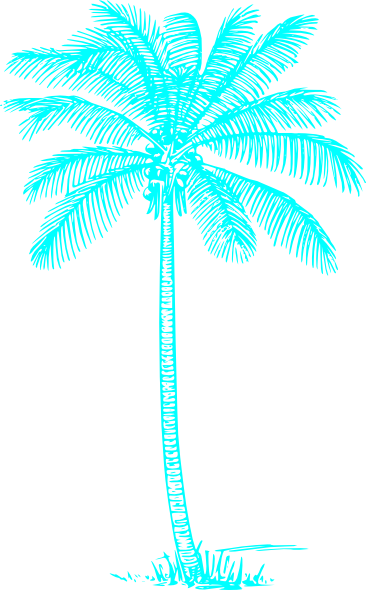 Clipart Transparent Palm Tree Clip Art At Clker Com - Coconut Tree Clipart Black And White (366x590), Png Download