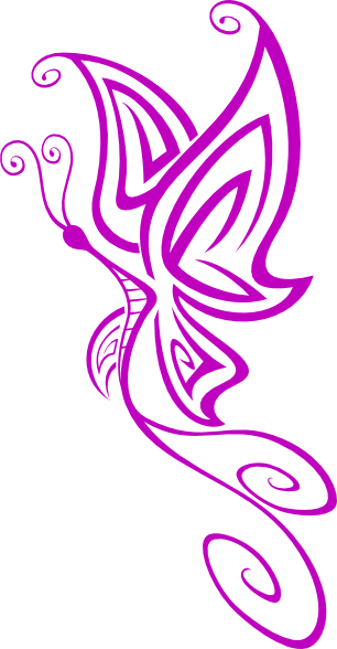 Purple Butterfly Border Clipart (306x588), Png Download