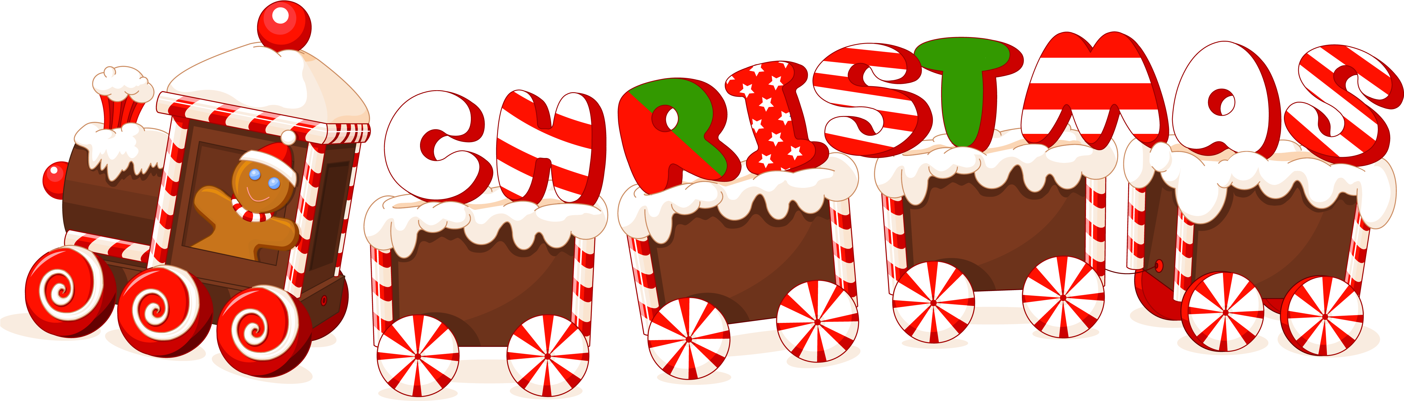 Merry Christmas Candy Train Text Label - Merry Christmas Png (4899x1631), Png Download