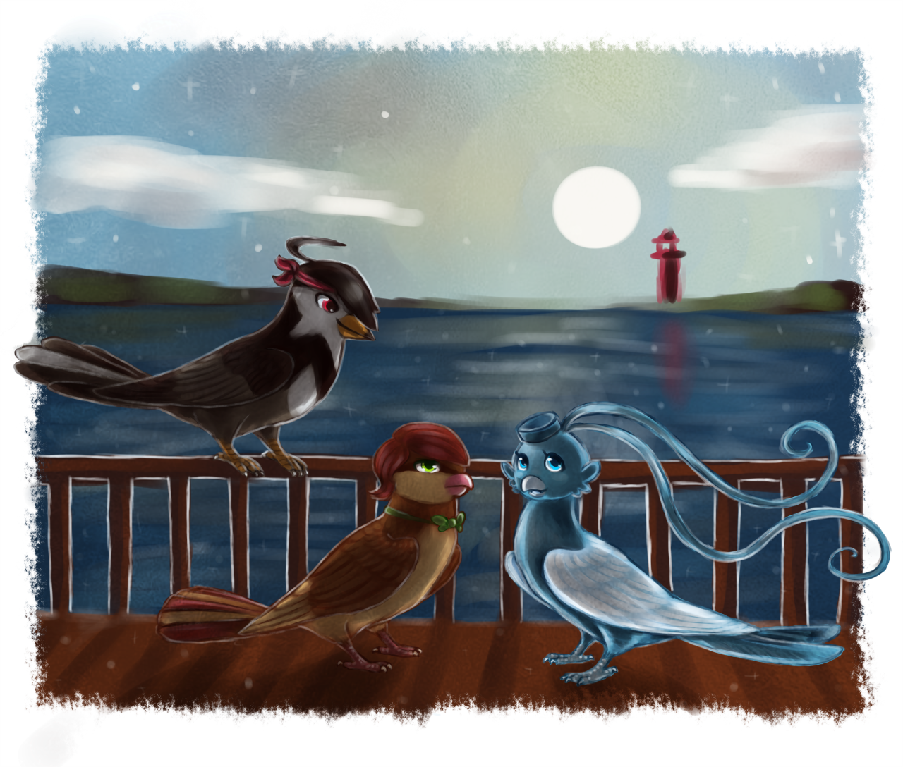 #emil The Altaria #samuel The Pidgeotto #nalafari The - Painting (1280x1088), Png Download