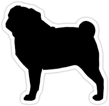 Black Pug Cliparts - Pug Shot Glass (375x360), Png Download
