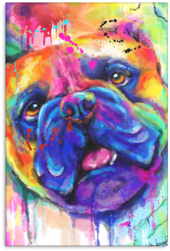 Bulldog Canvas Wrap 2402ph - Pug (900x900), Png Download