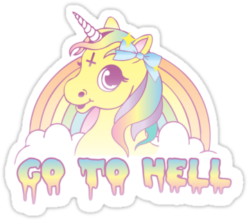 Go To Hell - Pastel Goth Unicorn (375x360), Png Download