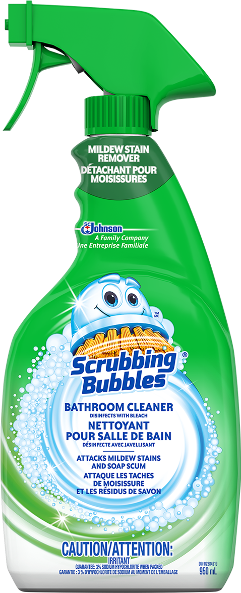 Bathroom Cleaner Mildew Stain Remover With Bleach - Scrubbing Bubbles Bathroom Grime Fighter (540x1500), Png Download