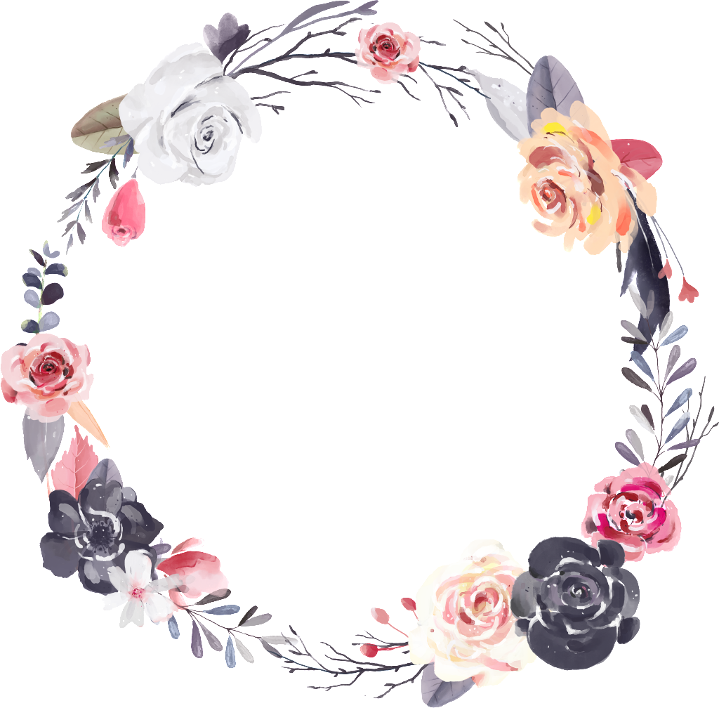 Hand Painted Black Rose Garland Png Transparent - Portable Network Graphics (1024x1008), Png Download