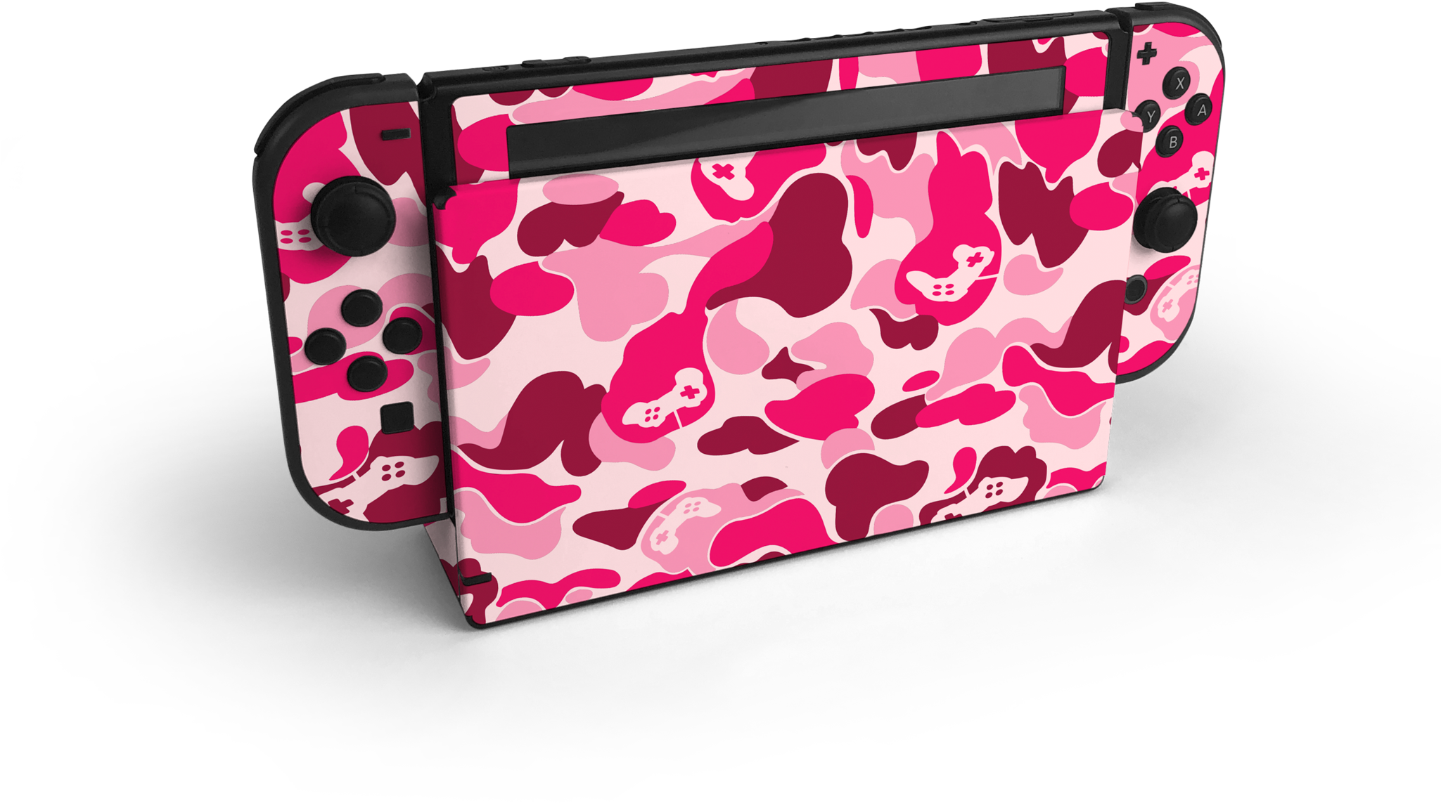 Nintendo Switch Pink Game Camo Skin Decal Kit - Nintendo Switch Pink (2048x1797), Png Download