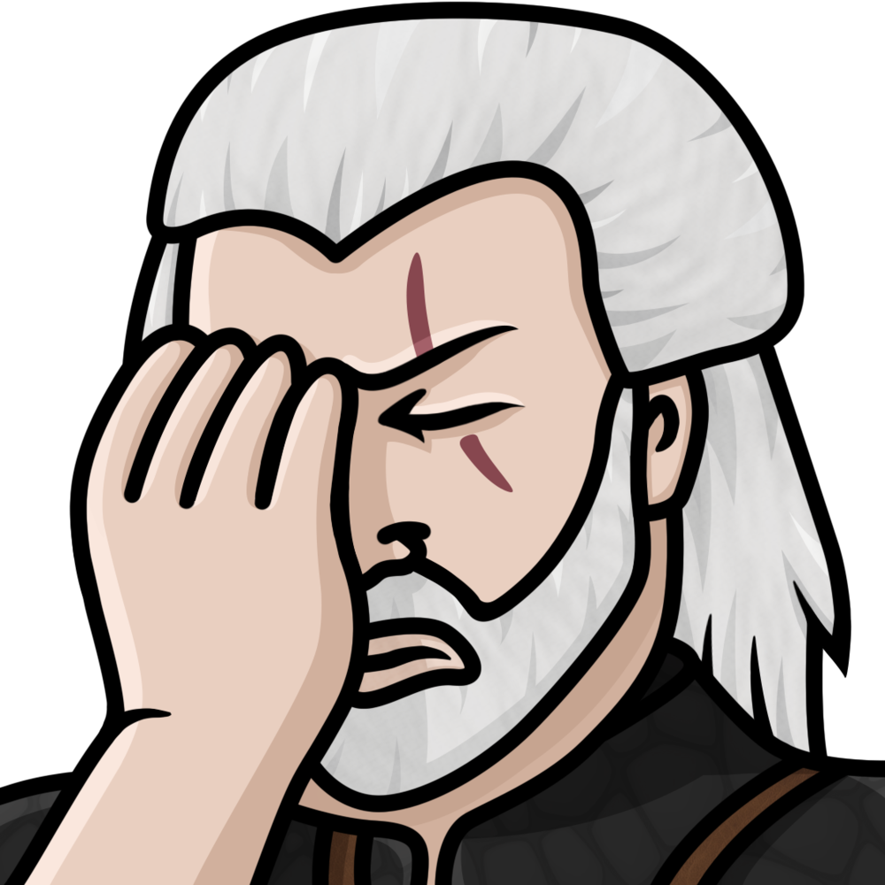 Lunksauce Geralt Facepalm Emote 1120 (1000x1000), Png Download