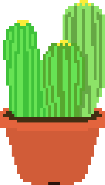 Cacty Cactus - Pixel Cactus Transparent (530x700), Png Download