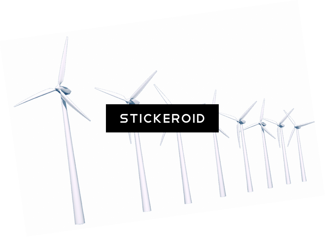 Row Of Wind Turbines - Wind Turbine (1037x757), Png Download