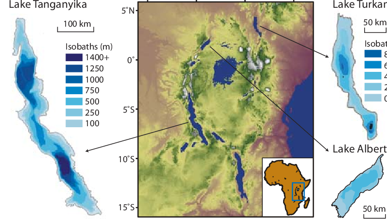 Elevation Map Of East Africa With Bathymetries Of Lake - Lake Turkana Africa Map (797x451), Png Download