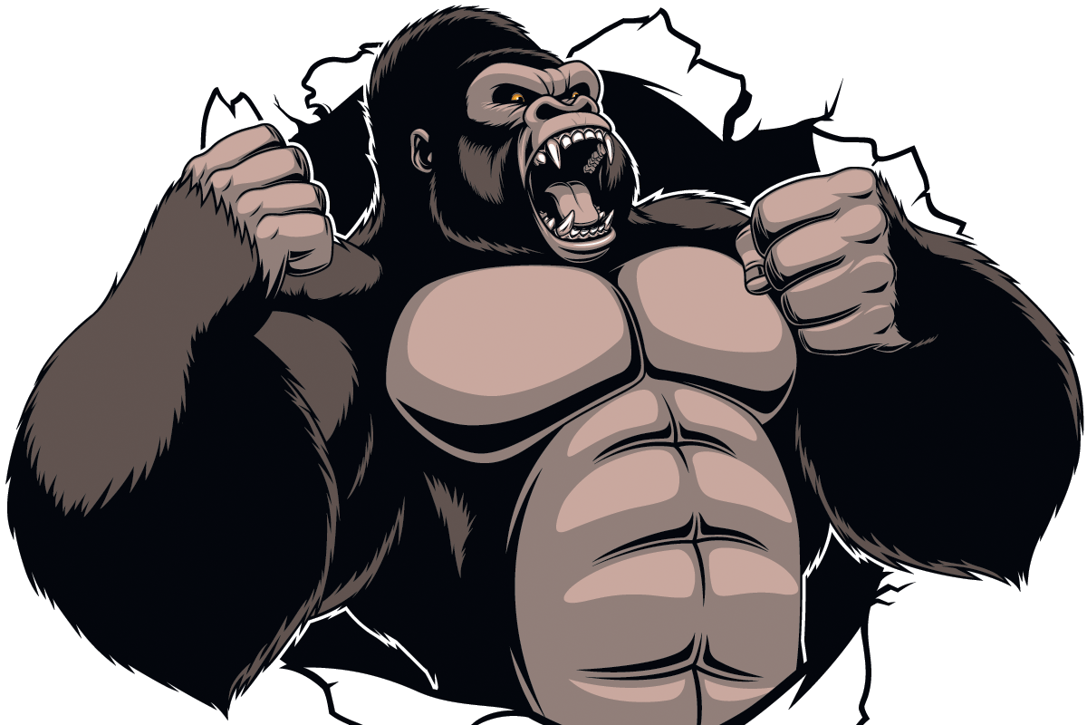 Cartoon Gorilla Png Gorillas Vectors (1200x800), Png Download