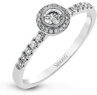 Lr1100 Wedding Set Plat White Semi 1 - Simon G. 18k White Gold Engagement Ring (400x400), Png Download