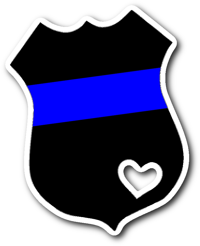 Thin Blue Line Police Badge With A Heart Die Cut Vinyl - Decal (1064x1064), Png Download