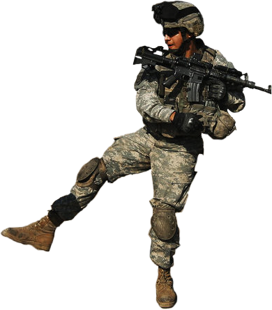 Clipart Freeuse Library Kicking Soldier - Running Soldier Transparent (390x445), Png Download
