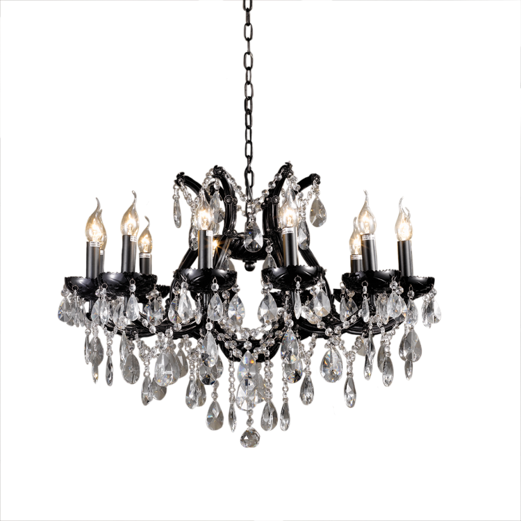 Black Classic Crystal Chandelier - Transparent Silver French Table Png (750x750), Png Download