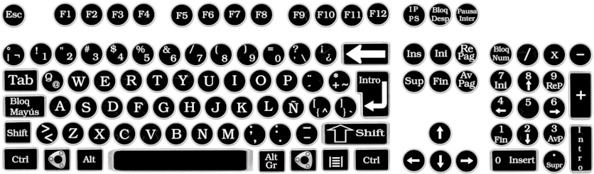 Vintage Keyboard Round Keys By Pendragon1966 On Clipart - Computer Keyboard (900x371), Png Download