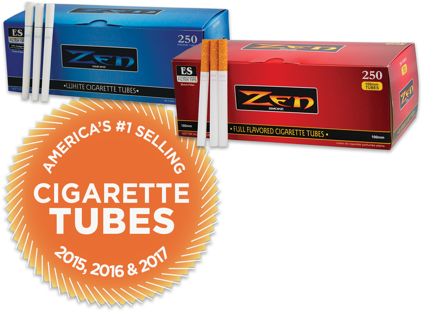 Zen Cigarette Tubes - Zen Full Flavor King Tubes 250ct Carton (1500x1104), Png Download