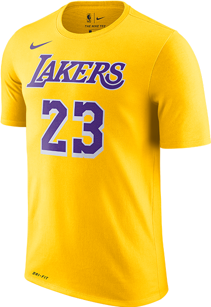 Los Angeles Lakers Lebron James Icon Player T-shirt - Lebron James Lakers T Shirt (500x667), Png Download