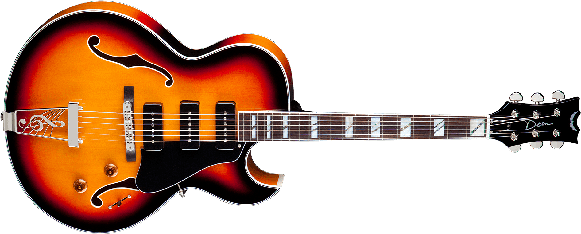 Dean Guitars Image - Dean Palomino Hollowbody Guitar, Vintage Sunburst (2000x889), Png Download