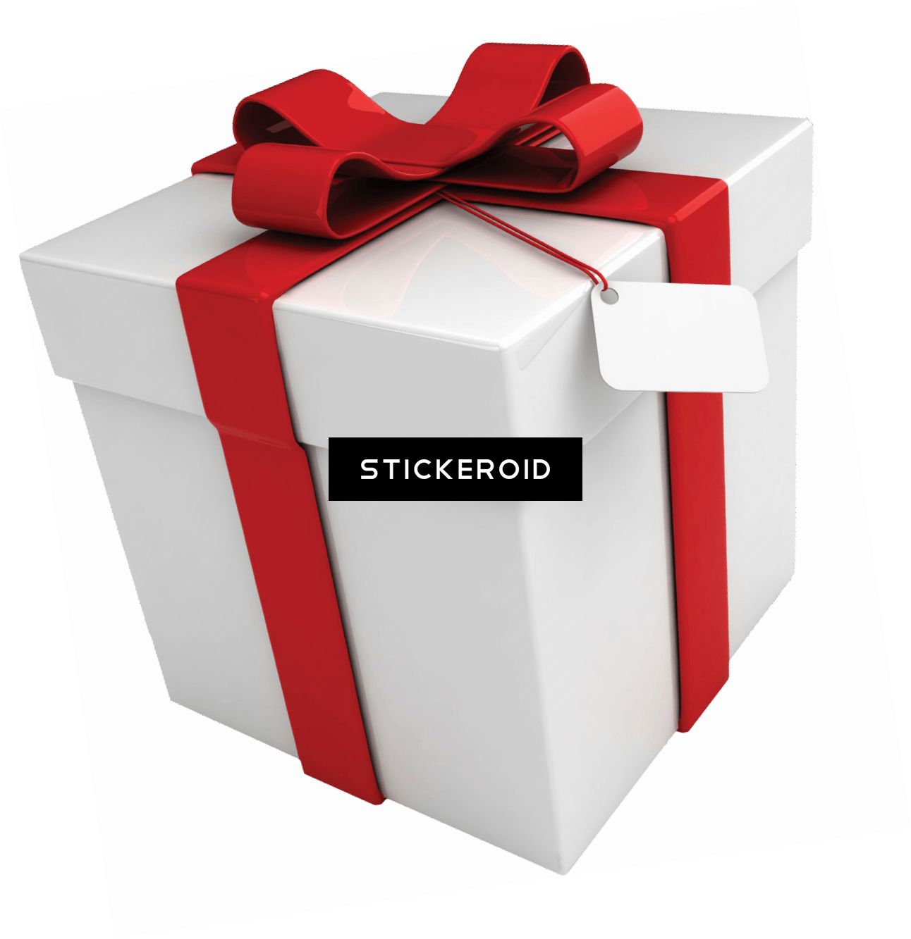 Download White Box Tag Red Ribbon Gift Personalised Photo Image And Text Engraved Shaped