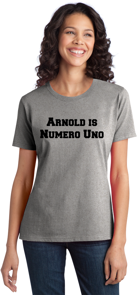 Ladies Grey Arnold Is Numero Uno - Custom Mr. And Mrs. Tees. Custom Mr. Hirts.wedding (590x1005), Png Download