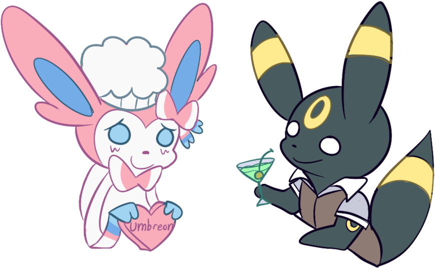 Sylveon Has Worked Up The Guts To Ask Umbreon Out On - Umbreon And Sylveon Cute (900x561), Png Download