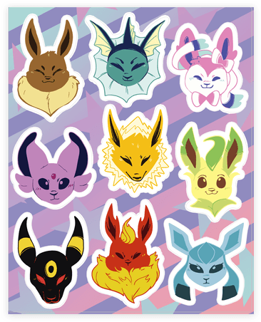 Eeveelution Sticker/decal Sheet - Decal (484x484), Png Download