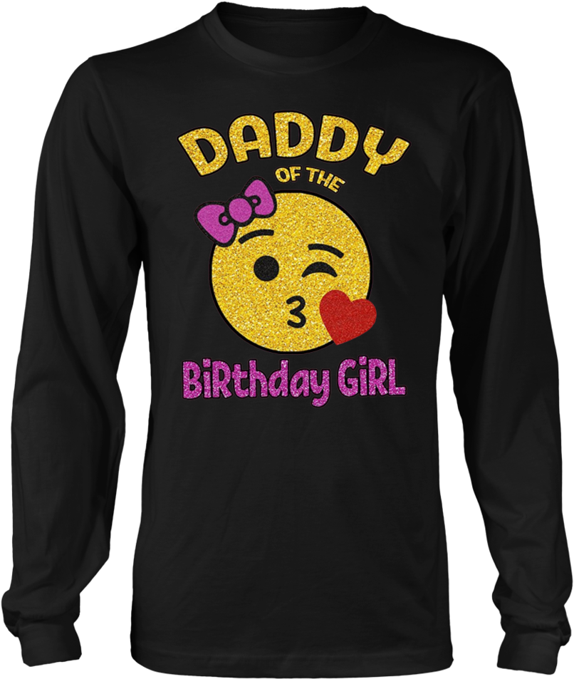 Daddy Of The Birthday Girl Emoji Pink Shirt Kiss Heart - Nirvana Long Sleeve Shirt (960x960), Png Download