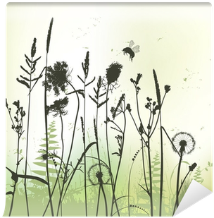 Real Grass Silhouette With Bumblebee - Silhouette (400x400), Png Download