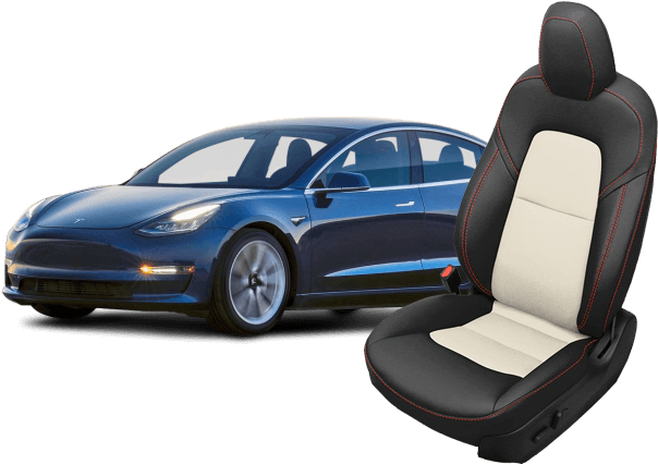 Tesla Model 3 Leather Seats - 2018 Tesla Model 3 Png (632x449), Png Download