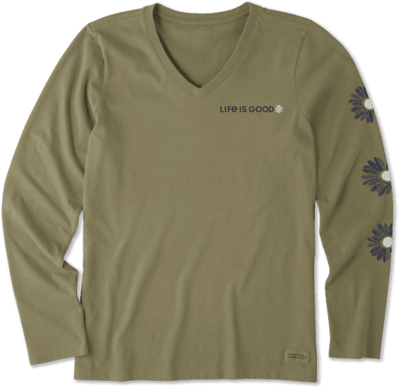 Women's Daisies Long Sleeve Crusher Vee - Winter Theme Tshirts (570x570), Png Download