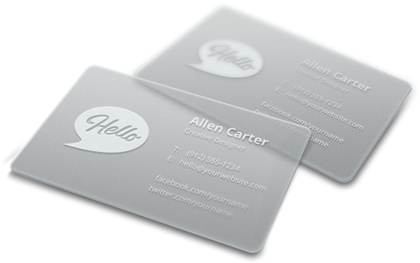 Clear Cards Frosted Cards - Transparent Business Card Png (613x430), Png Download