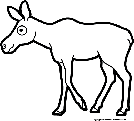 Click To Save Image - Moose Black And White Clipart (509x461), Png Download