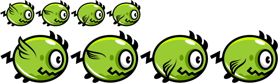 Standard And Hi-res Spritesheets For The Flappy Monster - Monster Sprite Png (904x272), Png Download