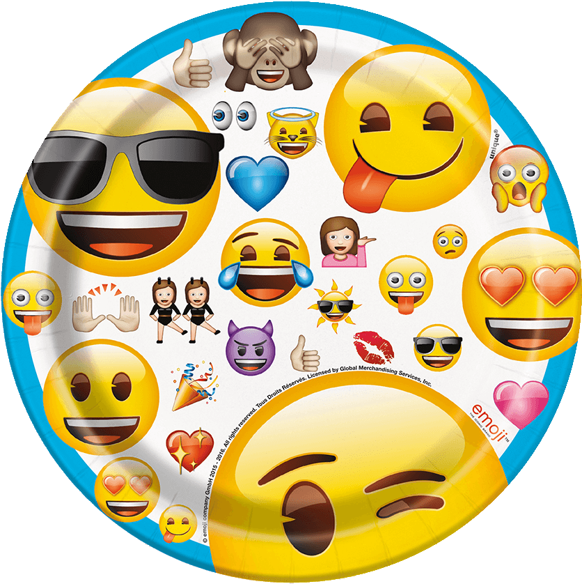 Emoji Paper Plates Small Tether Float Png Emoji Party - Emoji Plates (1400x1400), Png Download