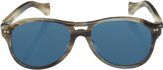 Aviator Bamboo Shell Navy Lens Sunglasses - Sunnies Studios (600x600), Png Download