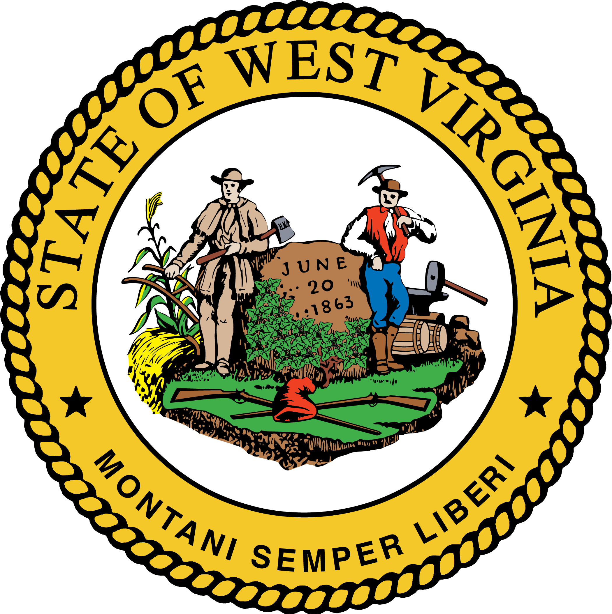 History Of The Seal - West Virginia Seal (2100x2109), Png Download