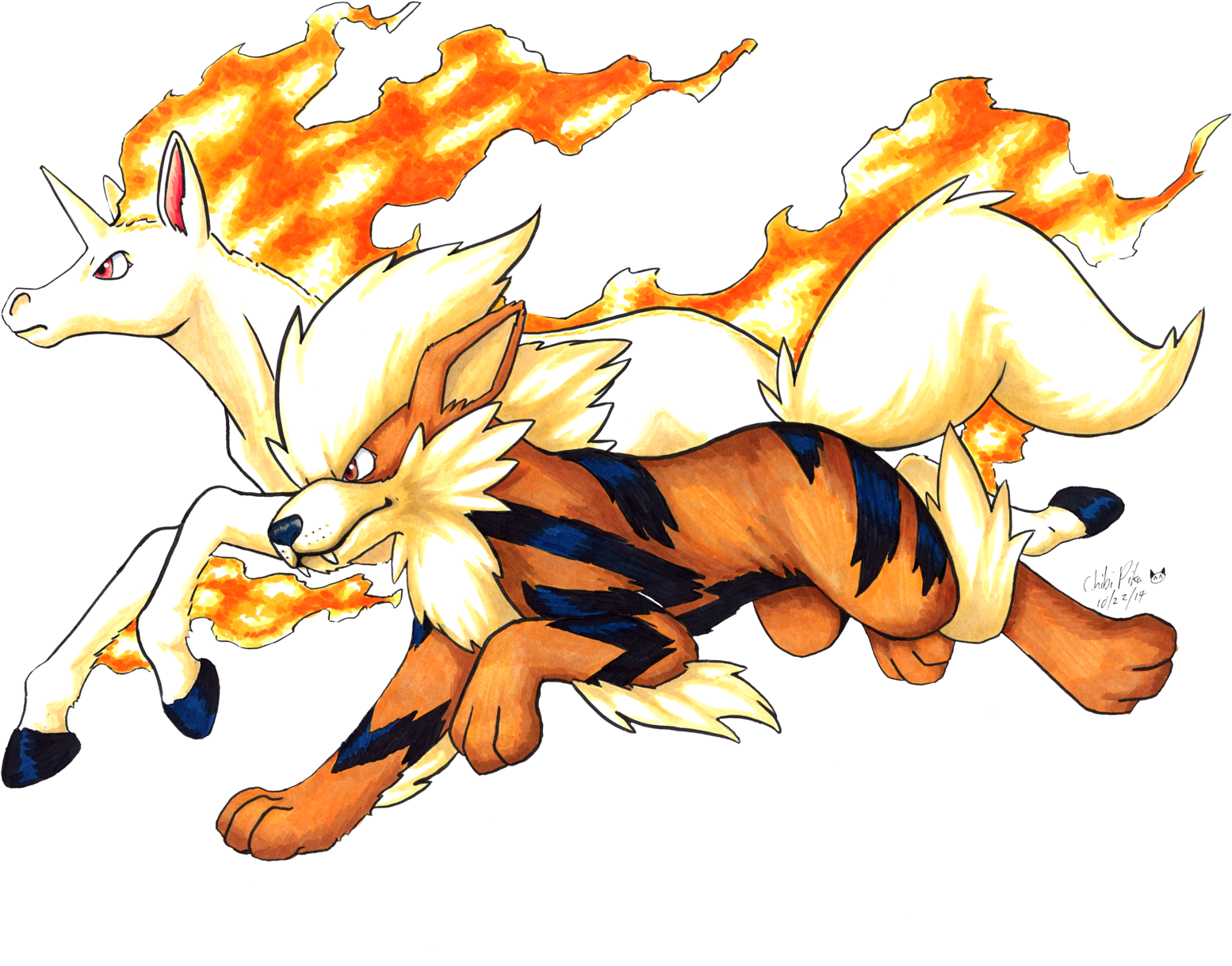 Art Id - - Pokemon Rapidash Vs Arcanine (1600x1257), Png Download