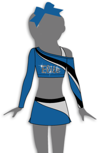 Gk Cheer Funky Shoulder Crop Top And Low Rise Left - Cartoon Cute Cheerleading (352x502), Png Download