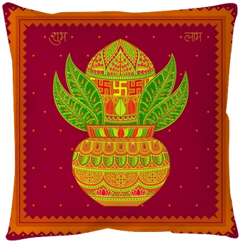 Vector Illustration Of Decorated Mangal Kalash Pillow - Vector Graphics (400x400), Png Download