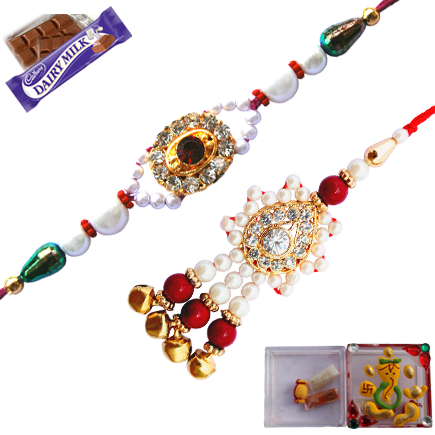Marvelous Lumba Rakhi Made Of Diamond Pearl Stone With - Cadbury Cadbury Fairtrade Dairy Milk 45g (435x435), Png Download
