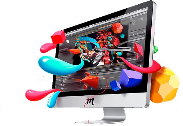 Present Your Ideas In Story Form Using Motion Graphics - Graphics Design On Monitor Png (590x407), Png Download
