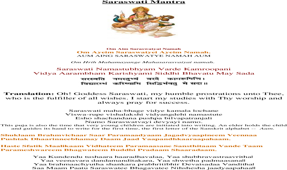 Saraswati Vandana Mantra (1200x630), Png Download